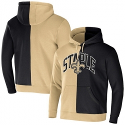 Men New Orleans Saints Gold Black Split Logo Pullover Hoodie