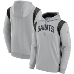 Men New Orleans Saints Grey Sideline Stack Performance Pullover Hoodie 002