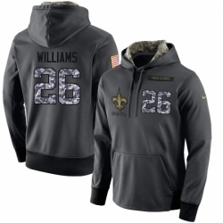 NFL Mens Nike New Orleans Saints 26 PJ Williams Stitched Black Anthracite Salute to Service Player Performance Hoodie