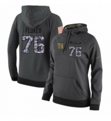 NFL Womens Nike New York Giants 76 DJ Fluker Stitched Black Anthracite Salute to Service Player Performance Hoodie