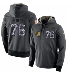 NFL Mens Nike New York Giants 76 DJ Fluker Stitched Black Anthracite Salute to Service Player Performance Hoodie