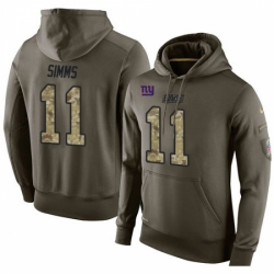 NFL Nike New York Giants 11 Phil Simms Green Salute To Service Mens Pullover Hoodie