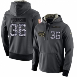 NFL Mens Nike New York Jets 36 Rashard Robinson Stitched Black Anthracite Salute to Service Player Performance Hoodie