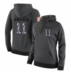 NFL Womens Nike Oakland Raiders 11 Sebastian Janikowski Stitched Black Anthracite Salute to Service Player Performance Hoodie