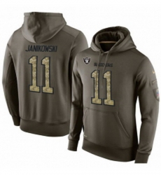 NFL Nike Oakland Raiders 11 Sebastian Janikowski Green Salute To Service Mens Pullover Hoodie