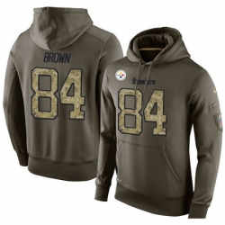 NFL Nike Pittsburgh Steelers 84 Antonio Brown Green Salute To Service Mens Pullover Hoodie