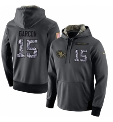 NFL Mens Nike San Francisco 49ers 15 Pierre Garcon Stitched Black Anthracite Salute to Service Player Performance Hoodie