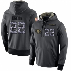 NFL Mens Nike San Francisco 49ers 22 Matt Breida Stitched Black Anthracite Salute to Service Player Performance Hoodie