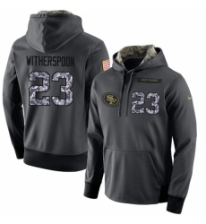 NFL Mens Nike San Francisco 49ers 23 Ahkello Witherspoon Stitched Black Anthracite Salute to Service Player Performance Hoodie