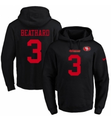 NFL Mens Nike San Francisco 49ers 3 C J Beathard Black Name Number Pullover Hoodie