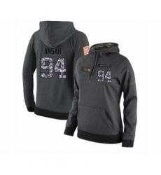 Football Womens Seattle Seahawks 94 Ezekiel Ansah Stitched Black Anthracite Salute to Service Player Performance Hoodie