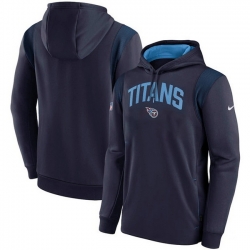 Men Tennessee Titans Navy Sideline Stack Performance Pullover Hoodie 001