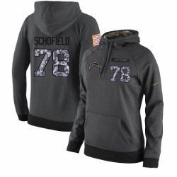 NFL Womens Nike Los Angeles Chargers 78 Michael Schofield Stitched Black Anthracite Salute to Service Player Performance Hoodie