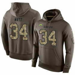 NFL Nike Los Angeles Chargers 34 Derek Watt Green Salute To Service Mens Pullover Hoodie