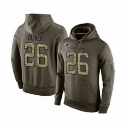 Football Mens Atlanta Falcons 26 Isaiah Oliver Green Salute To Service Pullover Hoodie