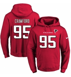 NFL Mens Nike Atlanta Falcons 95 Jack Crawford Red Name Number Pullover Hoodie