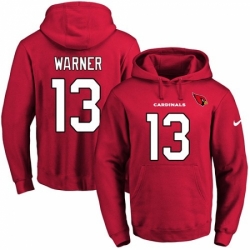 NFL Men Nike Arizona Cardinals 13 Kurt Warner Red Name Number Pullover Hoodie