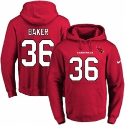 NFL Men Nike Arizona Cardinals 36 Budda Baker Red Name Number Pullover Hoodie