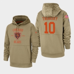 Mens Chicago Bears 10 Mitchell Trubisky 2019 Salute to Service Sideline Therma Pullover Hoodie Tan