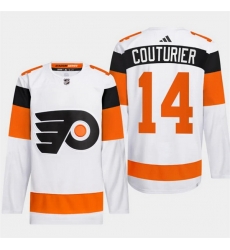 Men Philadelphia Flyers 14 Sean Couturier White 2024 Stadium Series Stitched Jersey