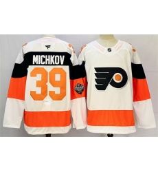 Men Philadelphia Flyers 39 Matvei Michkov White 2024 25 With A Patch Stitched Jersey