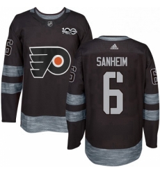 Mens Adidas Philadelphia Flyers 6 Travis Sanheim Authentic Black 1917 2017 100th Anniversary NHL Jersey 