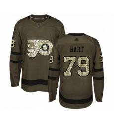 Men's Philadelphia Flyers #79 Carter Hart Authentic Green Salute to Service Hockey Jersey