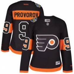 Flyers #9 Ivan Provorov Black 2017 Stadium Series Womens Stitched NHL Jersey