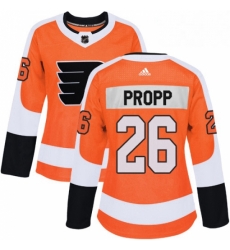 Womens Adidas Philadelphia Flyers 26 Brian Propp Authentic Orange Home NHL Jersey 