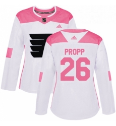 Womens Adidas Philadelphia Flyers 26 Brian Propp Authentic WhitePink Fashion NHL Jersey 