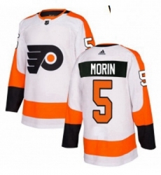 Womens Adidas Philadelphia Flyers 5 Samuel Morin Authentic White Away NHL Jersey 