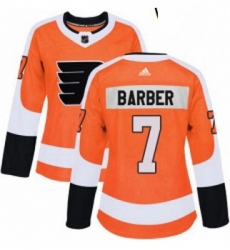 Womens Adidas Philadelphia Flyers 7 Bill Barber Authentic Orange Home NHL Jersey 