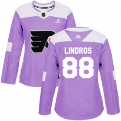 Womens Adidas Philadelphia Flyers 88 Eric Lindros Authentic Purple Fights Cancer Practice NHL Jersey 