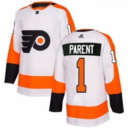 Youth Adidas Philadelphia Flyers 1 Bernie Parent Authentic White Away NHL Jersey 