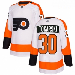 Youth Adidas Philadelphia Flyers 30 Dustin Tokarski Authentic White Away NHL Jersey 