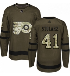 Youth Adidas Philadelphia Flyers 41 Anthony Stolarz Premier Green Salute to Service NHL Jersey 