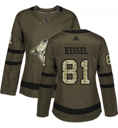 Coyotes #81 Phil Kessel Green Salute to Service Women Stitched Hockey Jersey