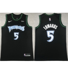 Men Minnesota Timberwolves 5 Anthony Edwards Black City Edition Stitched Jersey