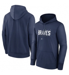 Men Atlanta Braves Navy Pregame Performance Pullover Hoodie