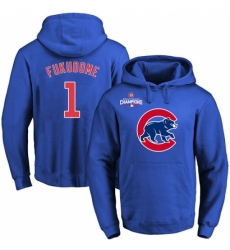 MLB Men Chicago Cubs 1 Kosuke Fukudome Royal Team Color Primary Logo Pullover Hoodie