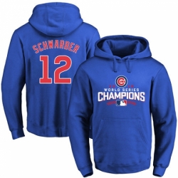 MLB Men Chicago Cubs 12 Kyle Schwarber Royal 2016 World Series Champions Walk Pullover Hoodie