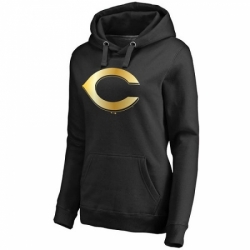 MLB Cincinnati Reds Women Gold Collection Pullover Hoodie Black