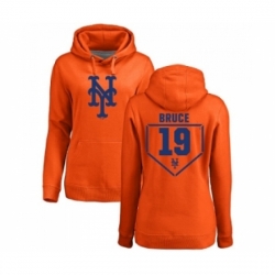 MLB Women Nike New York Mets 19 Jay Bruce Orange RBI Pullover Hoodie