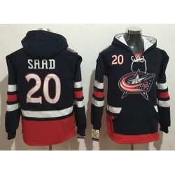 Men Columbus Blue Jackets 20 Brandon Saad Navy Blue Name  26 Number Pullover NHL Hoodie