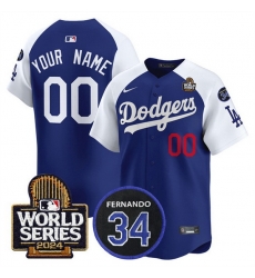 Men Los Angeles Dodgers ACTIVE PLAYER Custom Royal White 2024 World Series With Fernando Memorial Patch Limited Stitched Baseball Jersey