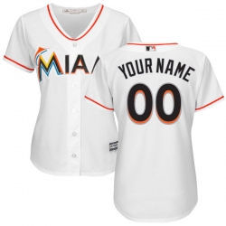 Men Women Youth All Size Miami Marlins Majestic White Home Cool Base Custom Jersey