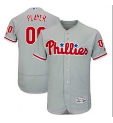 Men Women Youth All Size Philadelphia Phillies Majestic Alternate Grey Flex Base Custom Jersey