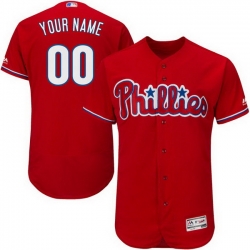 Men Women Youth All Size Philadelphia Phillies Majestic Alternate Scarlet Flex Base Custom Jersey Authentic