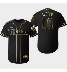 Men Women Youth Toddler All Size Philadelphia Phillies Customized Black Gold Flexbase Jersey