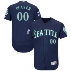 Men Women Youth All Size Seattle Mariners Majestic Alternate Navy 2017 Authentic Flex Base Custom Jersey